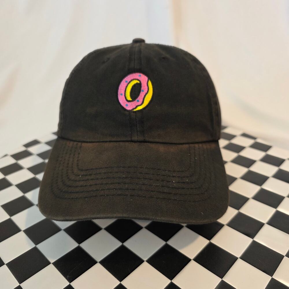 Odd Future Donut Dad Hat Black Faded Distressed OFWGKTA Adjustable Cap